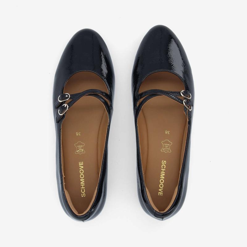 FLORA BALLERINA W - WRINKLED PATENT - NOIR